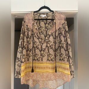 DANIEL RAINN Tassel paisley tunic peasant top Large